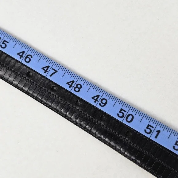 Mezlan Mens Belt Sz 48 Black Leather 8700/35 Brushed Silver Spain Big & Tall - Picture 13 of 16